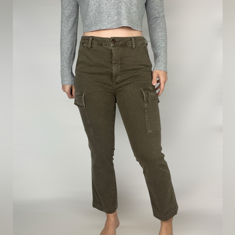 AMO Easy Cargo Pant in Olive Utility High Waisted Casual Pockets Green
